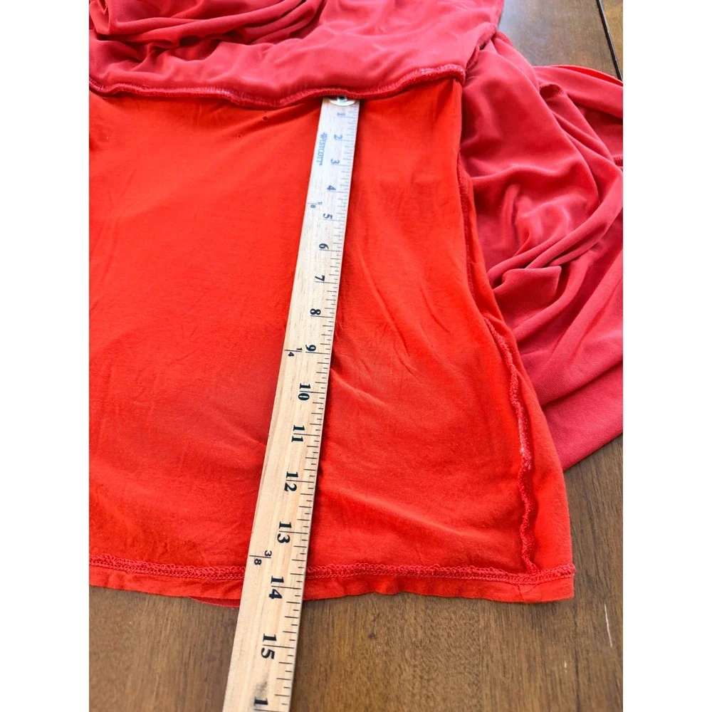 Free People Hypnotized Maxi Dress Womens Small Slinky Red Orange‎ Cutout Ruched